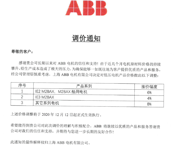 ABB调价通知-2020-12-12